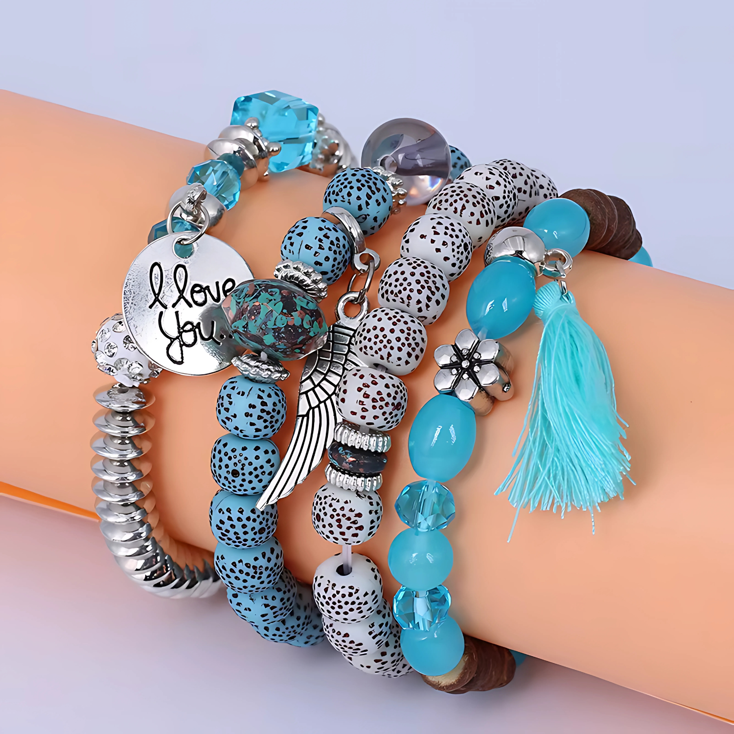 4pcs/set Boho Multilayer Bead Bracelet Set - Gummia